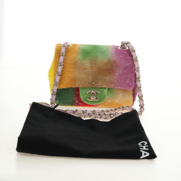 CHANEL Mini Matelasse 17 Chain Bag Sequin Multicolor Gold CC Auth 189074SM