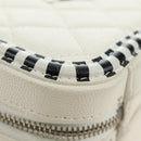 CHANEL CC Figley Matelasse Chain Bag Caviar Skin White Silver CC Auth 189075SM-20