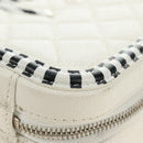CHANEL CC Figley Matelasse Chain Bag Caviar Skin White Silver CC Auth 189075SM-21