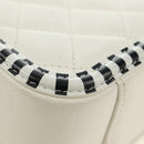 CHANEL CC Figley Matelasse Chain Bag Caviar Skin White Silver CC Auth 189075SM-22