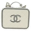 CHANEL CC Figley Matelasse Chain Bag Caviar Skin White Silver CC Auth 189075SM-13