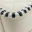 CHANEL CC Figley Matelasse Chain Bag Caviar Skin White Silver CC Auth 189075SM-23