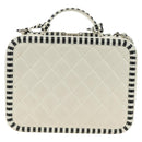 CHANEL CC Figley Matelasse Chain Bag Caviar Skin White Silver CC Auth 189075SM-2