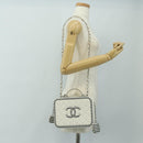 CHANEL CC Figley Matelasse Chain Bag Caviar Skin White Silver CC Auth 189075SM-34