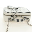 CHANEL CC Figley Matelasse Chain Bag Caviar Skin White Silver CC Auth 189075SM-14