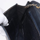 CHANEL Chain Shoulder Bag Leather Navy Gold CC Auth 189076-19