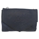 CHANEL Chain Shoulder Bag Leather Navy Gold CC Auth 189076-13