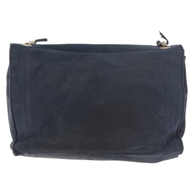 CHANEL Chain Shoulder Bag Leather Navy Gold CC Auth 189076 - 0