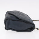 CHANEL Chain Shoulder Bag Leather Navy Gold CC Auth 189076-3