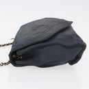 CHANEL Chain Shoulder Bag Leather Navy Gold CC Auth 189076-4