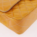 CHANEL Chain Matelasse 25 Bag Patent leather Yellow Silver CC Auth 189089-9