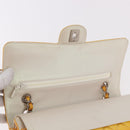 CHANEL Chain Matelasse 25 Bag Patent leather Yellow Silver CC Auth 189089-20