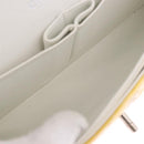 CHANEL Chain Matelasse 25 Bag Patent leather Yellow Silver CC Auth 189089-11
