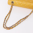 CHANEL Chain Matelasse 25 Bag Patent leather Yellow Silver CC Auth 189089-8