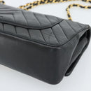 CHANEL V stitch Chain Shoulder Bag Lamb Skin Black Gold CC Auth 189090M-12