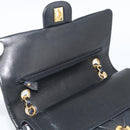 CHANEL V stitch Chain Shoulder Bag Lamb Skin Black Gold CC Auth 189090M-14