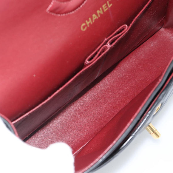 CHANEL V-stiksel Schoudertas met ketting Lamsleer Zwart Goud CC Auth 189090M