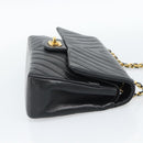 CHANEL V stitch Chain Shoulder Bag Lamb Skin Black Gold CC Auth 189090M-5