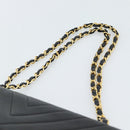 CHANEL V stitch Chain Shoulder Bag Lamb Skin Black Gold CC Auth 189090M-8