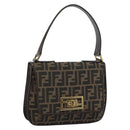 FENDI Zucca Canvas Shoulder Bag Black Brown Auth 189091SV-1