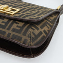 FENDI Zucca Canvas Shoulder Bag Black Brown Auth 189091SV-10