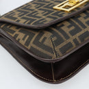 FENDI Zucca Canvas Shoulder Bag Black Brown Auth 189091SV-11