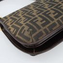 FENDI Zucca Canvas Shoulder Bag Black Brown Auth 189091SV-13