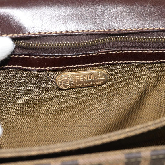 FENDI Zucca Canvas Shoulder Bag Black Brown Auth 189091SV