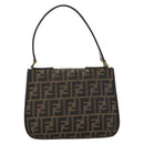 FENDI Zucca Canvas Shoulder Bag Black Brown Auth 189091SV-3