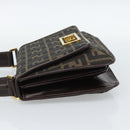 FENDI Zucca Canvas Shoulder Bag Black Brown Auth 189091SV-4