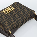 FENDI Zucca Canvas Shoulder Bag Black Brown Auth 189091SV-6