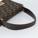FENDI Zucca Canvas Shoulder Bag Black Brown Auth 189091SV-7