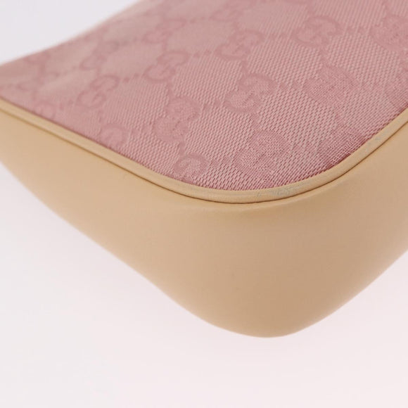 GUCCI Bamboo GG Canvas Schoudertas Roze Goud 001 3870 Auth 189093V