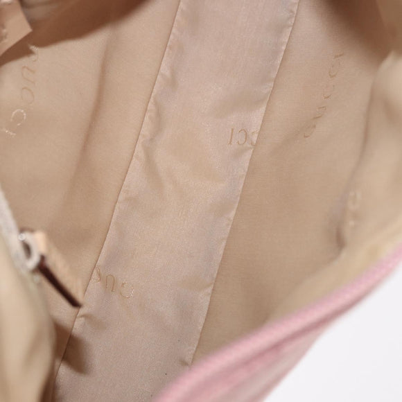 GUCCI Bamboo GG Canvas Schoudertas Roze Goud 001 3870 Auth 189093V