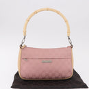 GUCCI Bamboo GG Canvas Shoulder Bag Pink Gold 001 3870 Auth 189093V-12