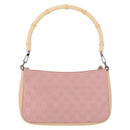 GUCCI Bamboo GG Canvas Shoulder Bag Pink Gold 001 3870 Auth 189093V-2