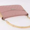 GUCCI Bamboo GG Canvas Shoulder Bag Pink Gold 001 3870 Auth 189093V-6