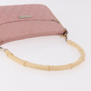 GUCCI Bamboo GG Canvas Shoulder Bag Pink Gold 001 3870 Auth 189093V-7