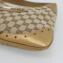 GUCCI GG Canvas Hand Bag Beige Gold 145778 Auth 189094V-10
