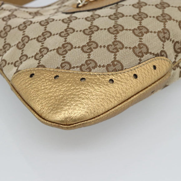 GUCCI GG Canvas Hand Bag Beige Gold 145778 Auth 189094V