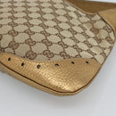 GUCCI GG Canvas Hand Bag Beige Gold 145778 Auth 189094V-12