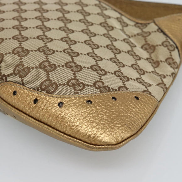 GUCCI GG Canvas Handtas Beige Goud 145778 Auth 189094V