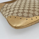 GUCCI GG Canvas Hand Bag Beige Gold 145778 Auth 189094V-13
