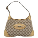 GUCCI GG Canvas Hand Bag Beige Gold 145778 Auth 189094V-2