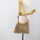 GUCCI GG Canvas Hand Bag Beige Gold 145778 Auth 189094V-21
