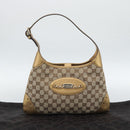 GUCCI GG Canvas Hand Bag Beige Gold 145778 Auth 189094V-22