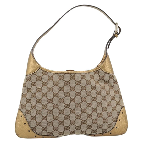 GUCCI GG Canvas Handtas Beige Goud 145778 Auth 189094V