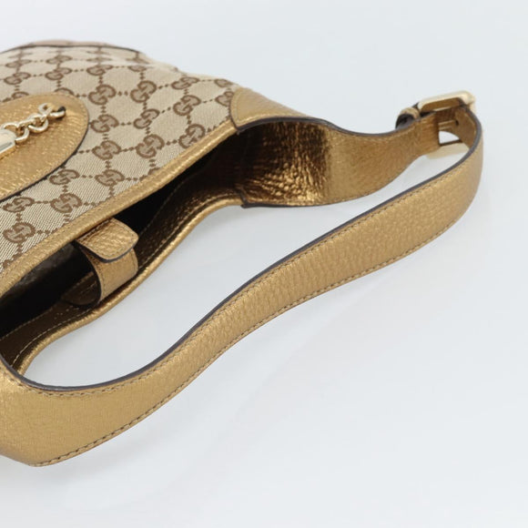 GUCCI GG Canvas Handtas Beige Goud 145778 Auth 189094V