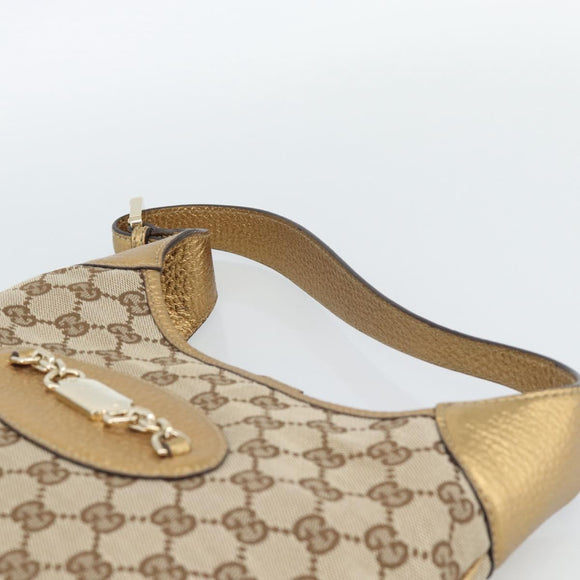 GUCCI GG Canvas Handtas Beige Goud 145778 Auth 189094V