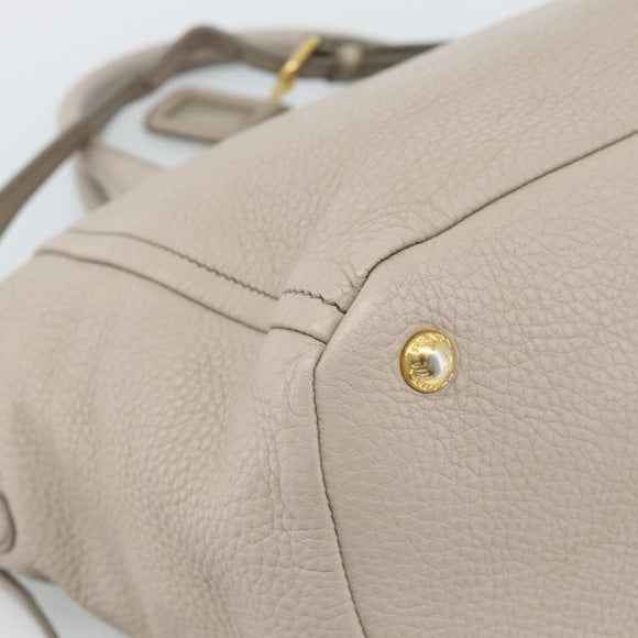 PRADA Hand Bag Vittero Dino Leather Beige Gold Auth 189096A